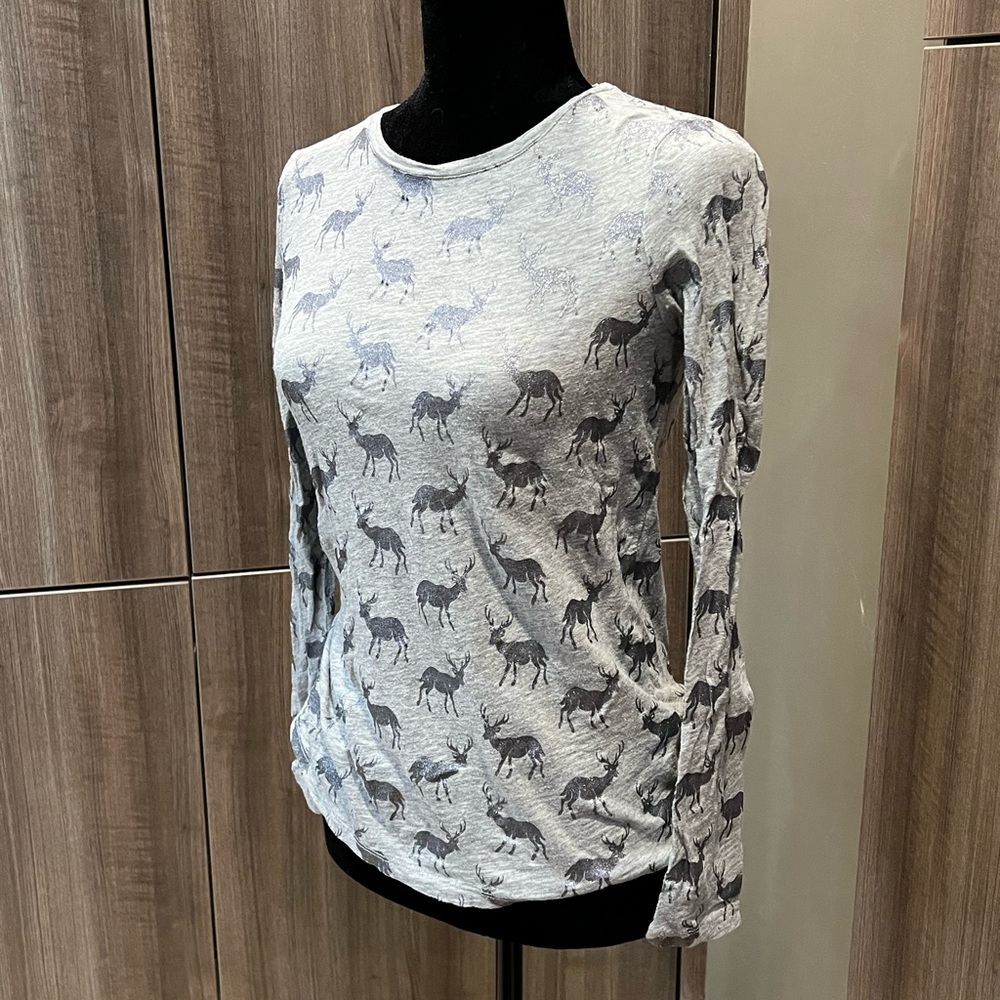 Boden Silver Stags Pattern Jersey top - Size XS